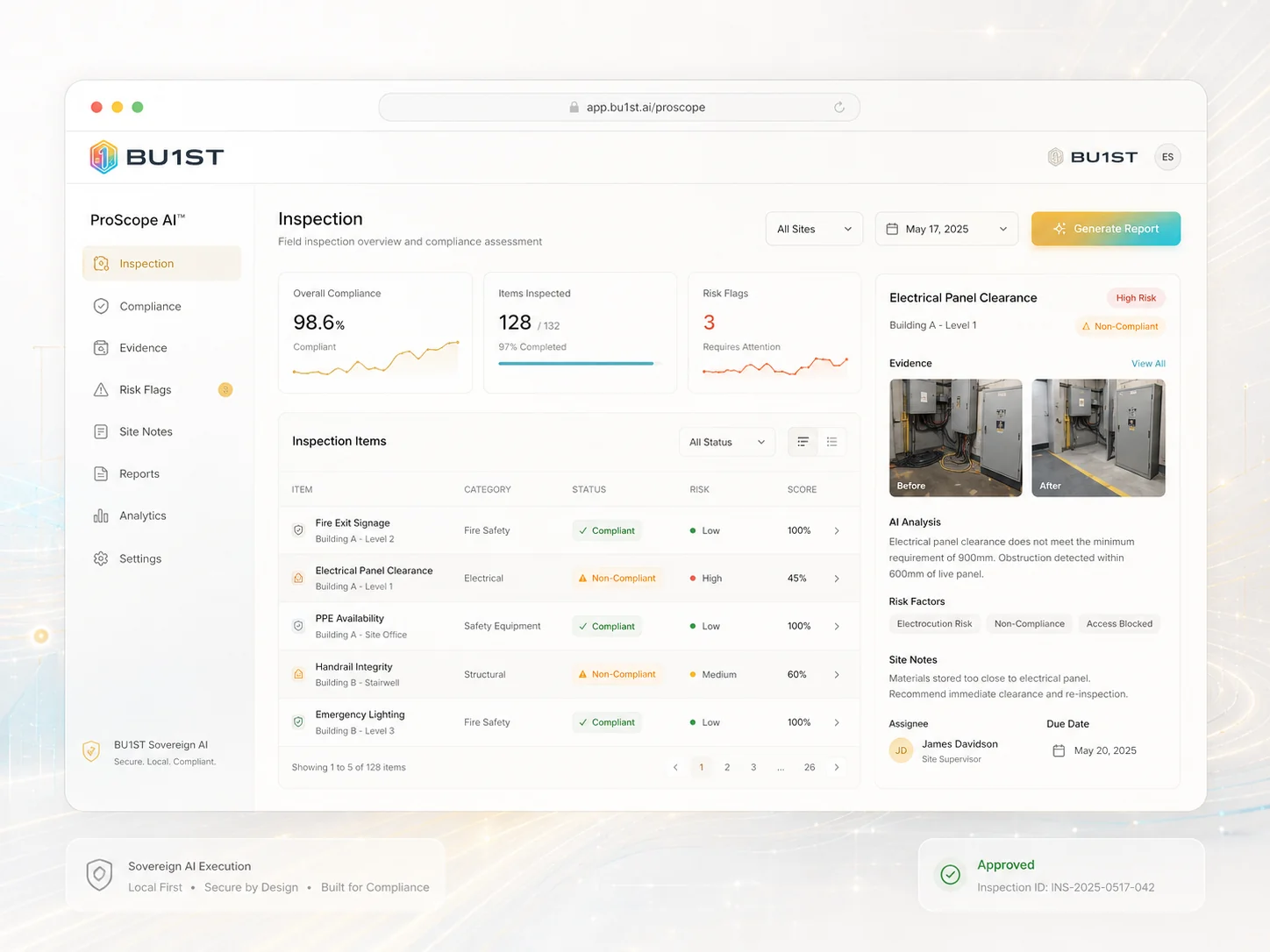 ProScope AI inspection and compliance dashboard product visual