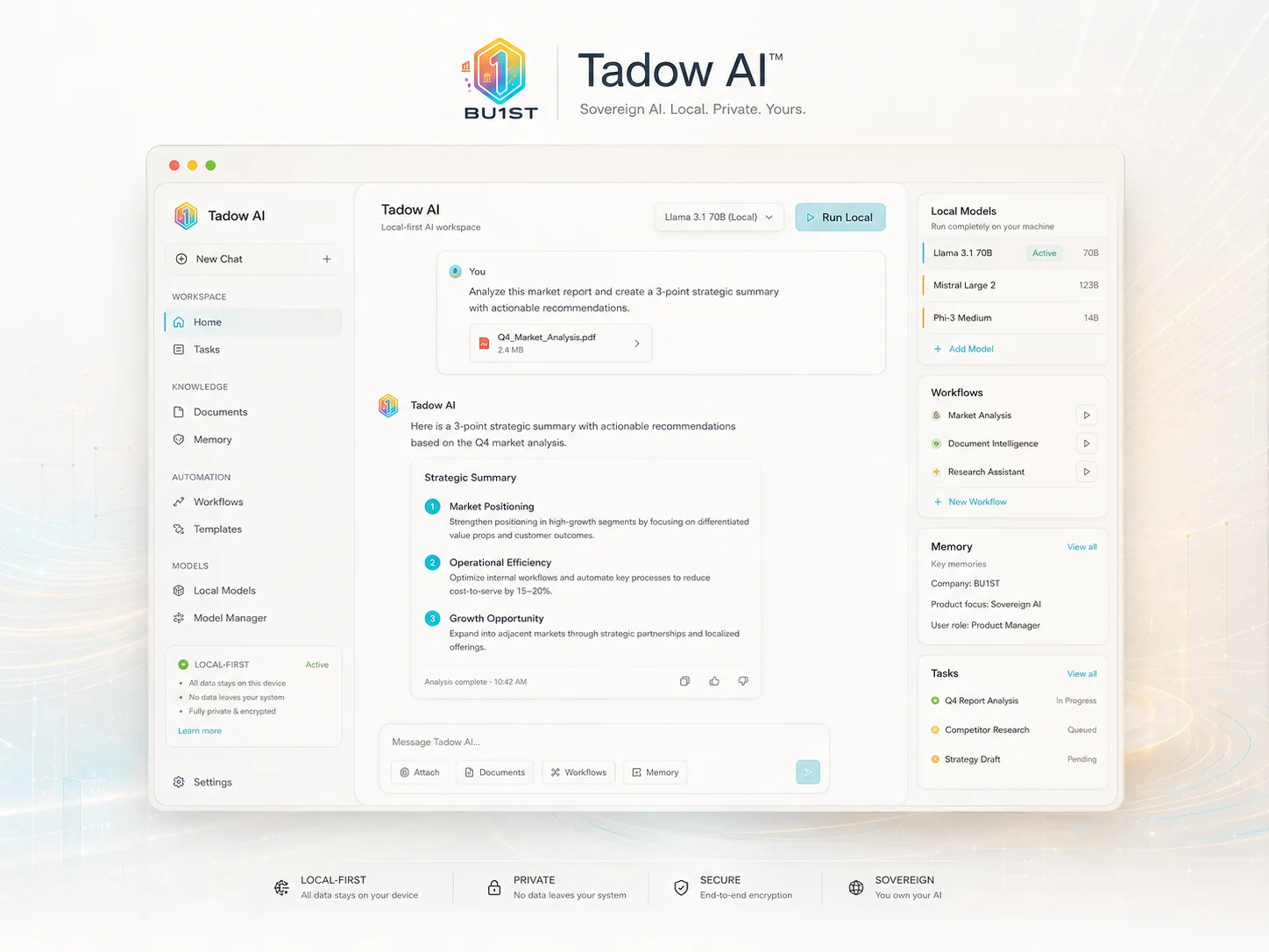 Tadow AI local-first workspace product visual